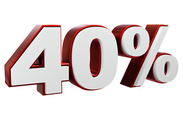 40 percent 3D text Rendering isolated