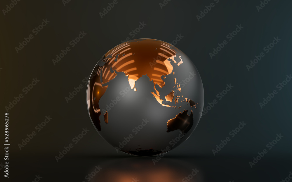 Poster globe sign on dark background 3d render concept for world map location place
