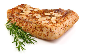 Salted bacon, pork lard, isolated on white background.