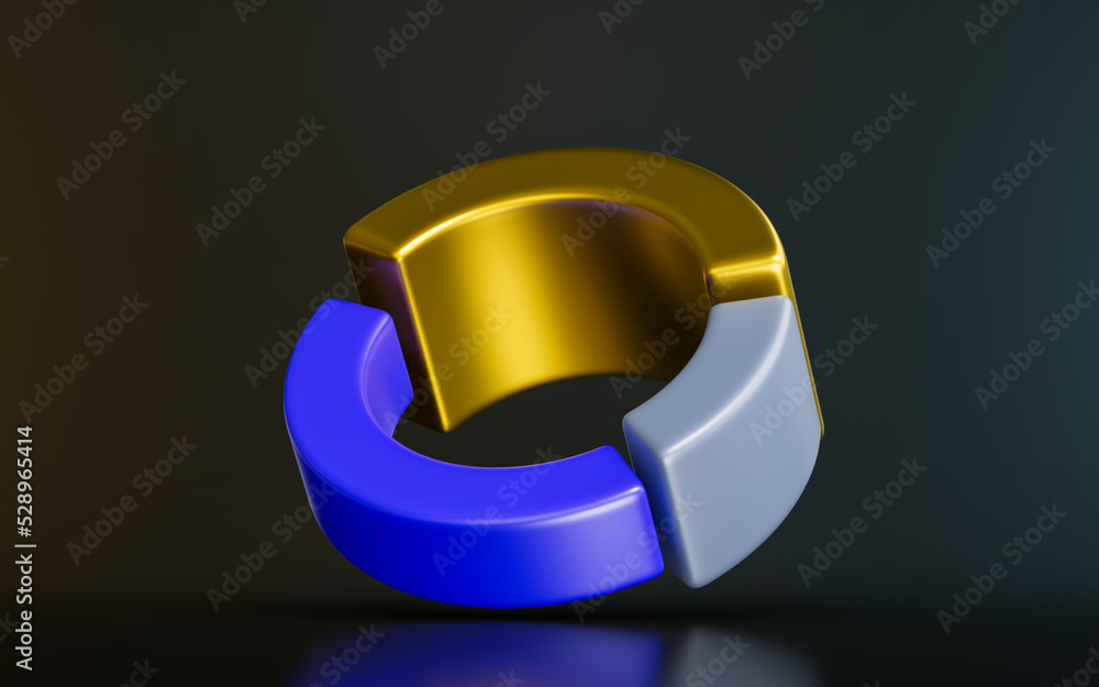 Poster pie chart sign on dark background 3d render concept for business data analyze