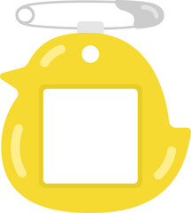 黄色の、ヒヨコのシルエットの名札のイラスト © R-DESIGN