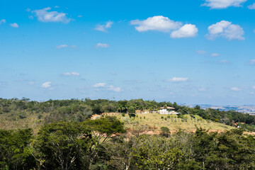 Fototapeta na wymiar Landscape in Tiradentes with a mountain and trees . Tiradentes, State of Minas Gerais, Brazil.