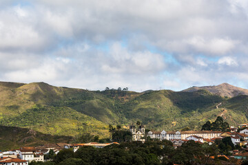 Fototapeta na wymiar View of the old town of Tiradentes and the surround mountains. State of Minas Gerais, Brazil.