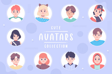 flat design people avatar vector template