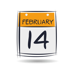Creative calendar page with single day (14 February), Vector 