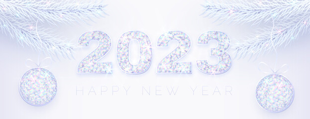 Decorative holographic foil new 2023 year banner