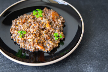 lentils green legume vegetable cuisine fresh healthy meal food snack diet on the table copy space food background