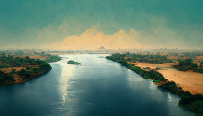 Nile river pyramids nature cloud sky egypt