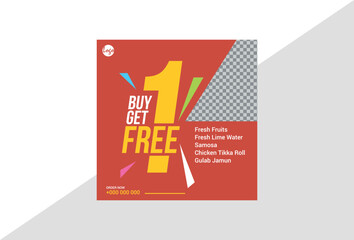 Buy 1 Get 1 Free Offer Food Banner Promotion