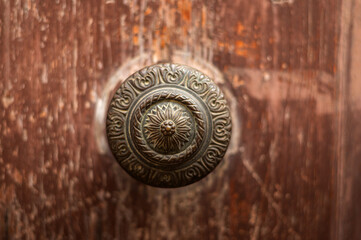 Italian Round Metal (Brass) Carved (Pattern) Door Knob