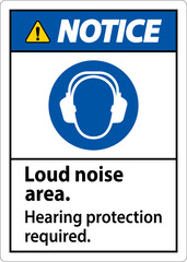 Hearing Protection Required Sign On White Background