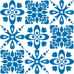 Azulejo mosaic tile in blue color, traditional ornament for wall decoration and interior design