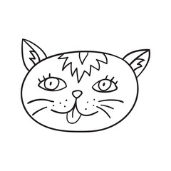 Isolated vector illustration of cat. Cute thin line icon for design, cover etc.