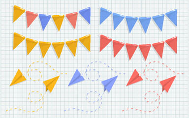 Triangle Flag and Colorful Paper Airplane