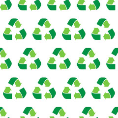 Green recycle arrow icon seamless pattern. Vector sign illustration EPS 10. Isolated on white background