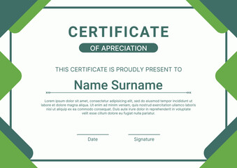 Certificate template modern green design