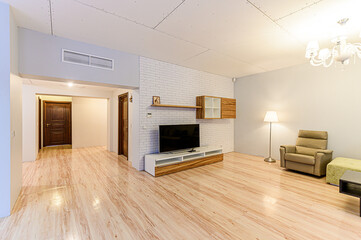 Russia, Moscow- May 21, 2020: interior apartment living room with sofa