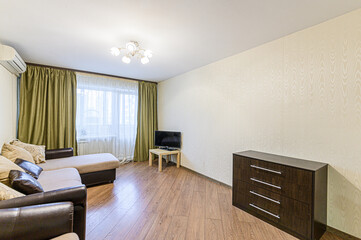 Russia, Moscow- May 21, 2020: interior apartment living room with sofa