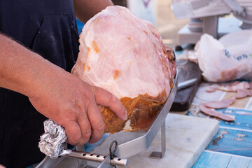 Whole cooked ham