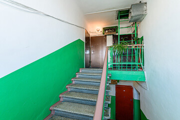 Russia, Moscow- May 21, 2020: interior apartment public place, entrance of the house. doors, walls,...