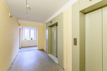 Fototapeta na wymiar Russia, Moscow- May 21, 2020: interior apartment public place, entrance of the house. doors, walls, corridors staircase