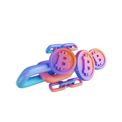 3D illustration colorful bitcoin link
