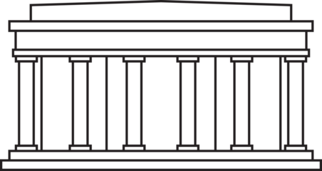 outline drawing of washington dc landmark front elevation view. 