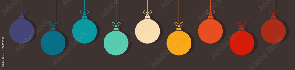 Canvas Prints Christmas balls ornaments in retro colors on dark background.