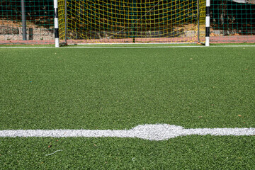 Fototapeta premium goal and penalty area of an artificial turf soccer field