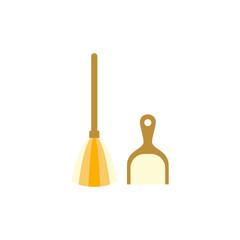 Broom and scoop icon in color, isolated on white background 