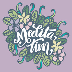  Meditation hand lettering with frangipani flowers
