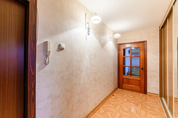 Russia, Moscow- May 21, 2020: interior apartment corridor, hallway, doors