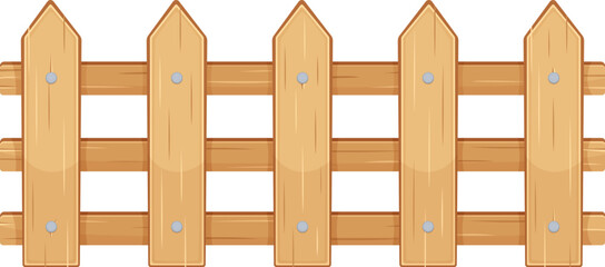 Garden fence. Cartoon wooden plank farm barrier