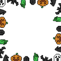 Square frame halloween pixel art design background