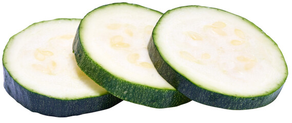 Sliced zucchini circles isolated