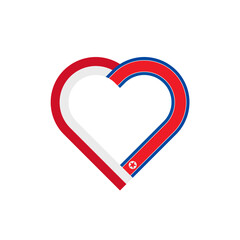 friendship concept. heart ribbon icon of indonesia and north korea flags. vector illustration isolated on white background