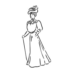 vintage illustration with beautiful fashion girl retro fashion vector