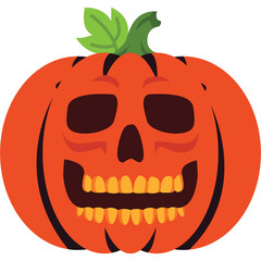 skull pumpkin in halloween fancy to go trick or treating cartoon character png file.