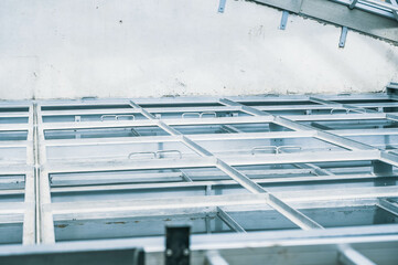 bright blue metal construction modern