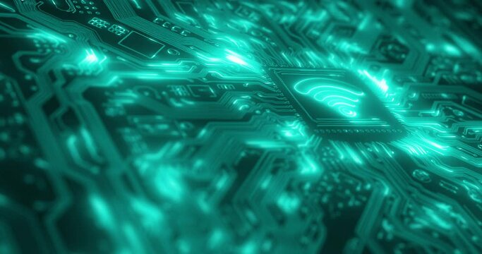 Fintech, futuristic and cybersecurity or programming code with scifi, information technology or data coding. Tech, future and network with cloud computer, ai or illustration of software database