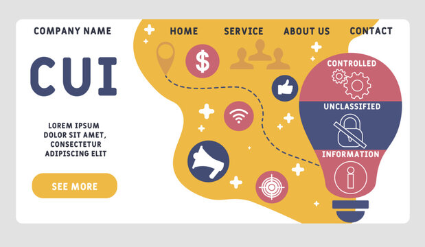 CUI - controlled unclassified information acronym. business concept background. vector illustration concept with keywords and icons. lettering illustration with icons for web banner, flyer, landing