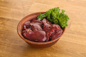 Raw chicken liver in the bowl