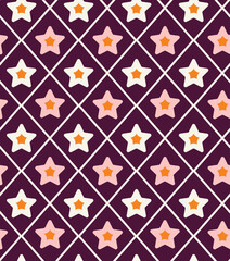 Abstract Stars Diagonal Stripes Seamless Multicolor Vector Retro Pattern Trendy Fashion Colors Perfect for Allover Fabric Print or Wrapping Paper