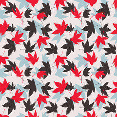 Autmn dark and yellow leaves seamless pattern on light background