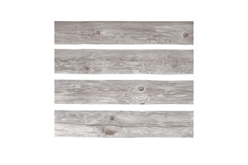 Wooden planks with cracks veins and knots isolated transparent png. Weathered timber wood set.