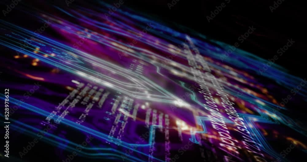 Poster Computer data, digital fintech and futuristic coding software for hacker, cybersecurity or information technology ai. Programming, cloud computing or big data security in IT code database.
