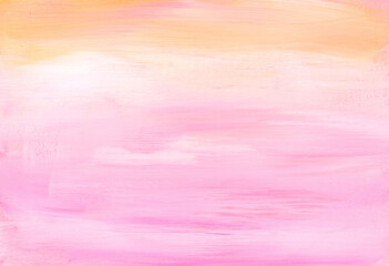 Abstract acrylic and watercolor smear blot painting wall. Pink and yellow Color canvas copy space...