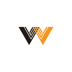 letter wv stripes triangles colorful logo vector