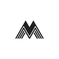 letter m stripes 3d geometric triangle logo vector