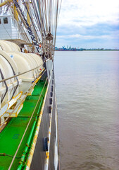 Details equipment anchor dock handlebar mast ships boats Bremerhaven Germany.